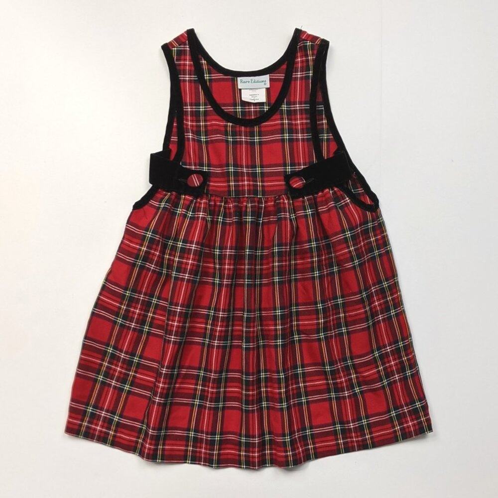 Vintage Rare Editions Dress Girls Size 4T Red Tartan Plaid Sleeveless